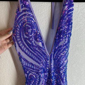 Purple Sequin Party Mini Dress Size M NEW